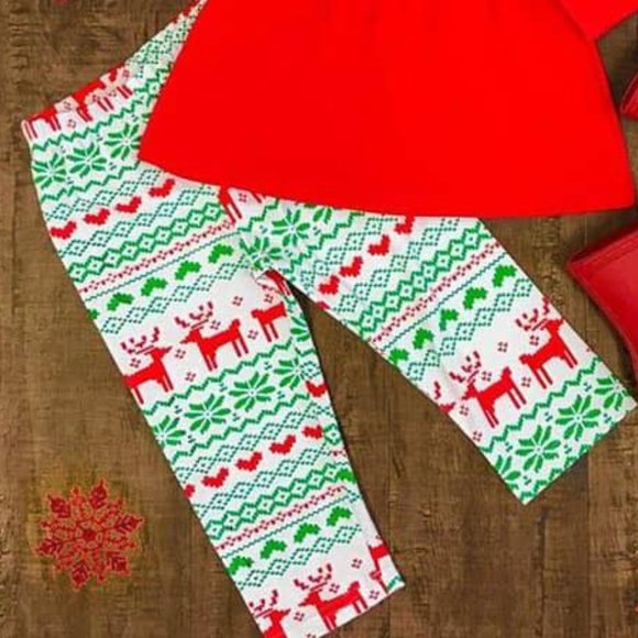 NEW Girl's Christmas Reindeer 3 Piece Scarf Outfit - Picture 3 of 3